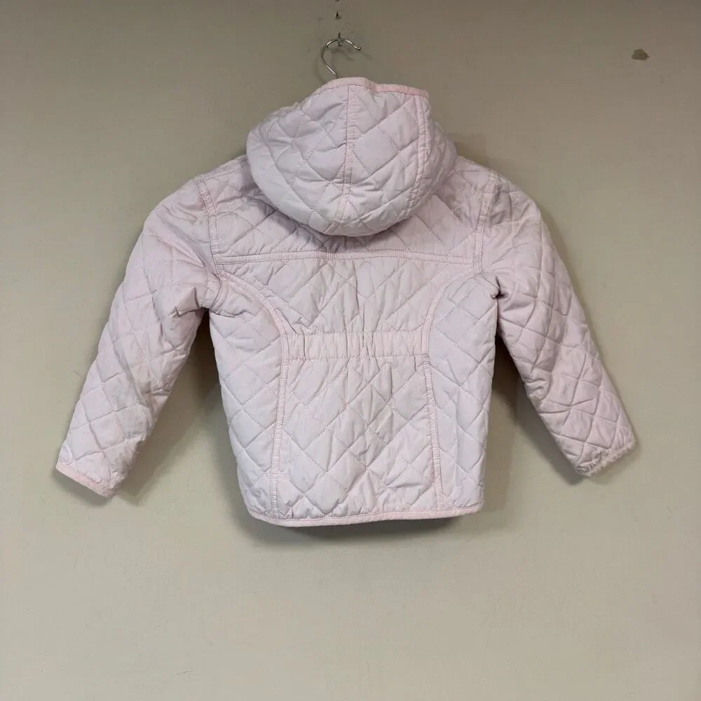 Tommy Hilfiger Pink Jacket Girls 4T Quilted Hooded Preppy Fall School Winter